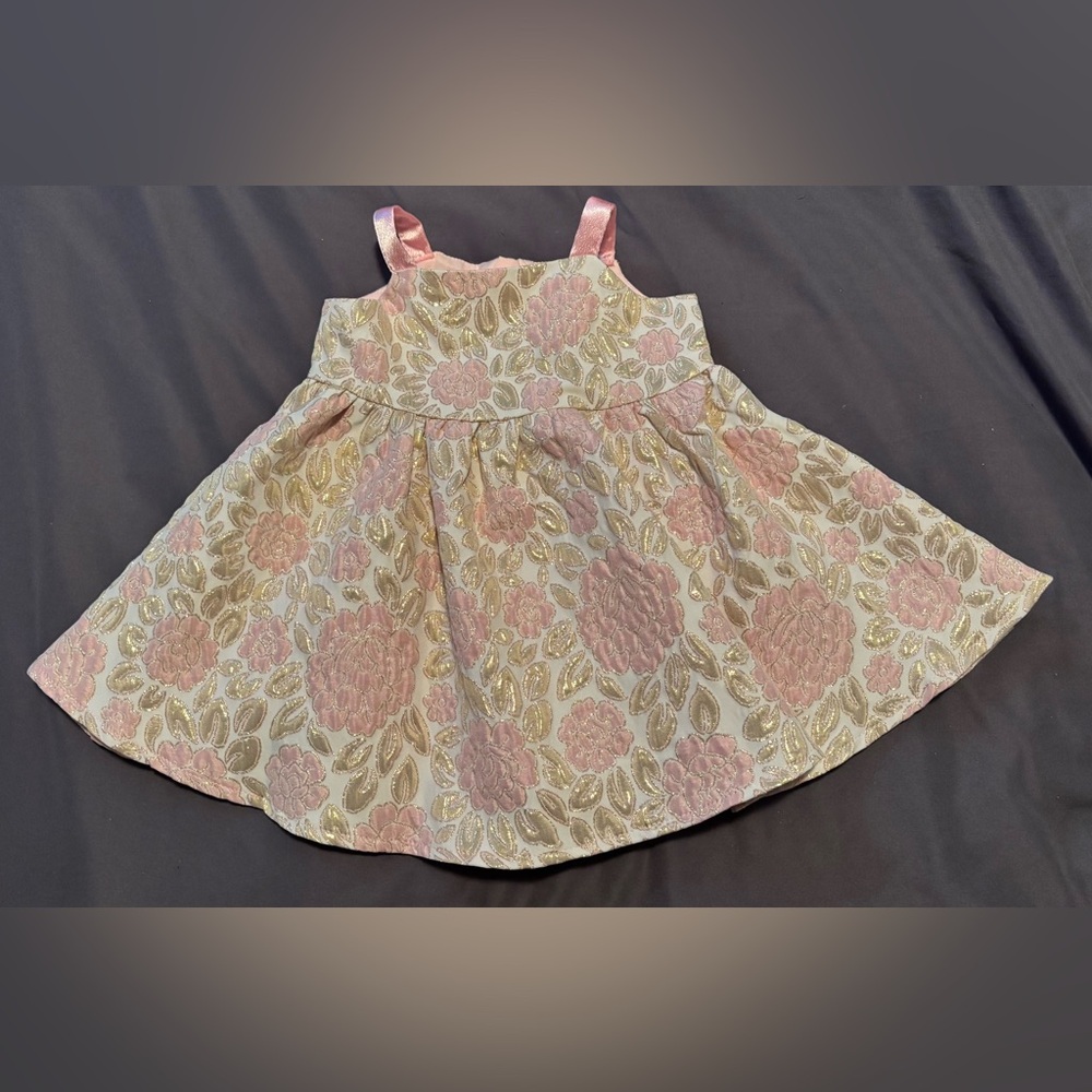 Pink and Gold Floral Party Dress